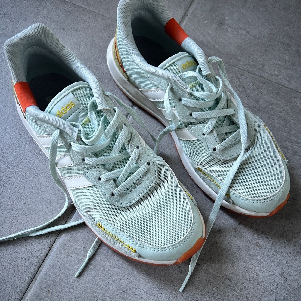 Adidas Light Green and Orange Running Shoes